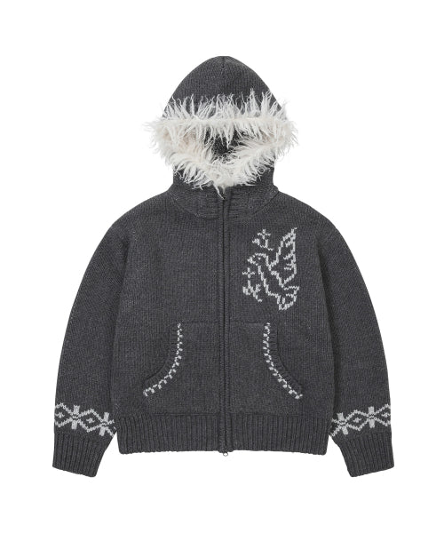 Fur Cowichan Hoodie Charcoal