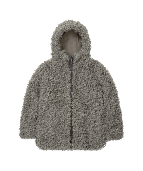 Shearling Fur Hoodie Grey