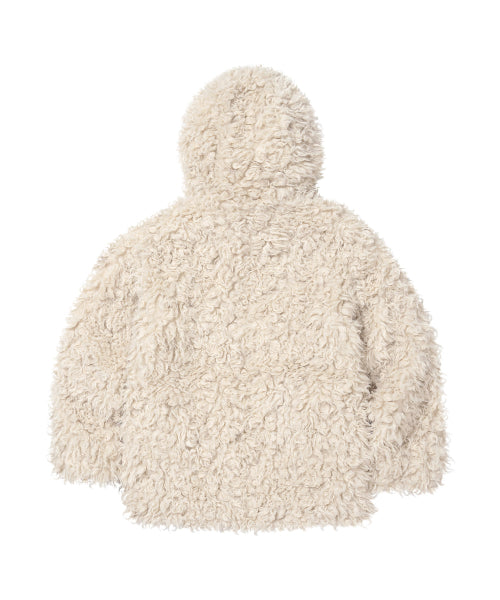 Shearling Fur Hoodie Ivory