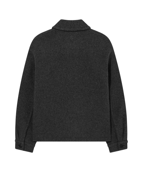 WOOL COLLARED ZIP-UP HALF COAT