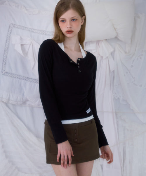 Pocket Mini Skirt [Khaki]
