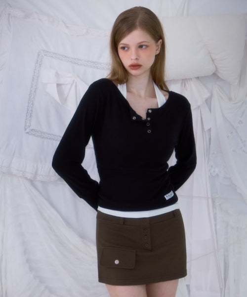 Pocket Mini Skirt [Khaki]