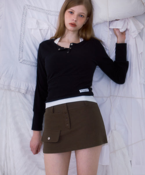 Pocket Mini Skirt [Khaki]