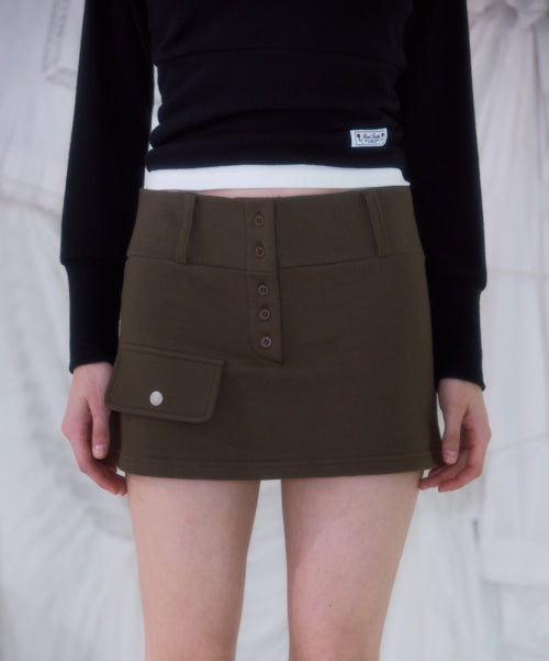 Pocket Mini Skirt [Khaki]
