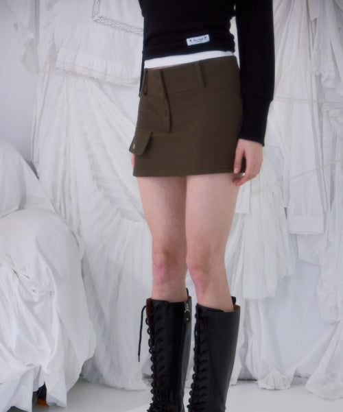 Pocket Mini Skirt [Khaki]