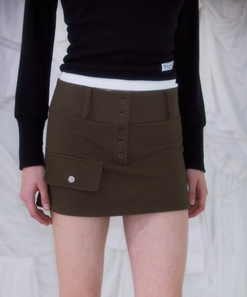 Pocket Mini Skirt [Khaki]