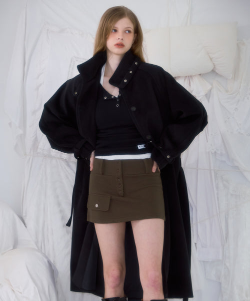 Pocket Mini Skirt [Khaki]