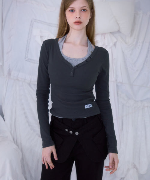 Skirt Layered Bootcut Pants [Black]
