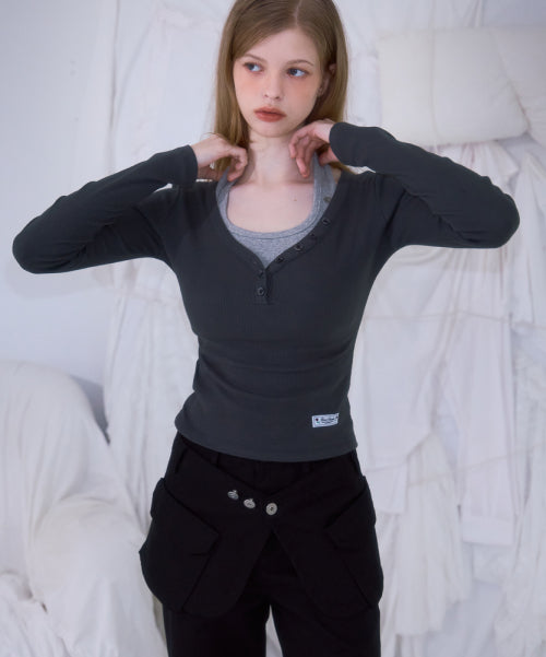 Skirt Layered Bootcut Pants [Black]