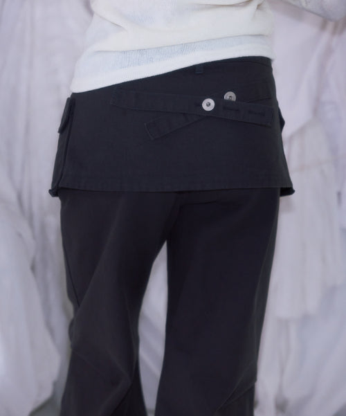 Skirt Layered Bootcut Pants [Charcoal]