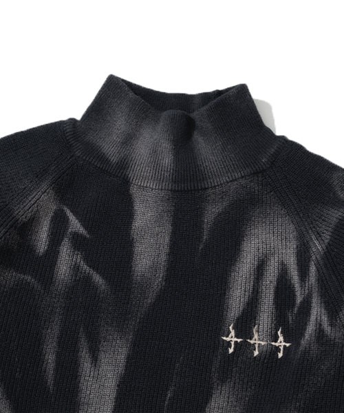 Tie Dye Turtle Neck Sweater - Black
