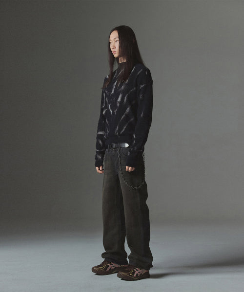Tie Dye Turtle Neck Sweater - Black