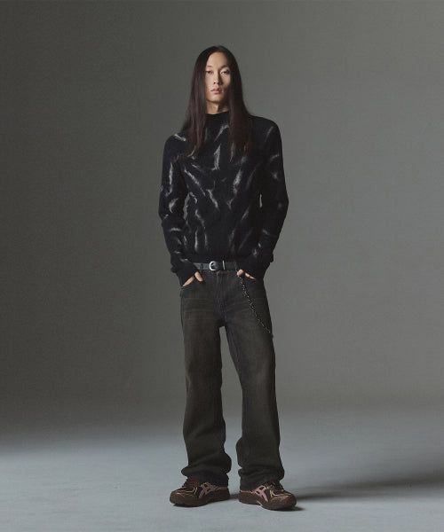 Tie Dye Turtle Neck Sweater - Black