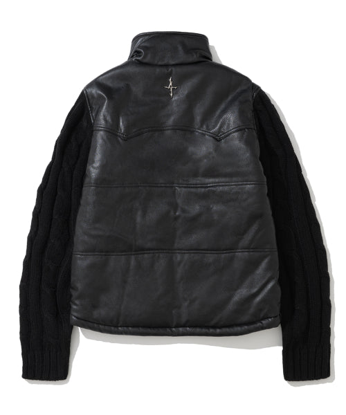 Knit Sleeve Puffer Jacket - Black