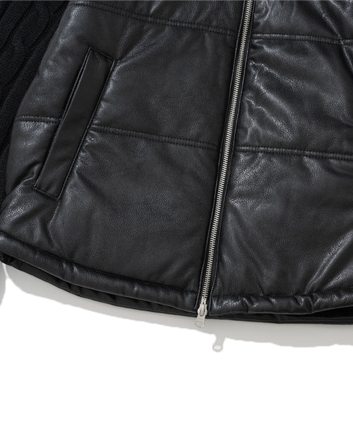 Knit Sleeve Puffer Jacket - Black