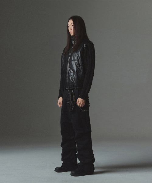 Knit Sleeve Puffer Jacket - Black
