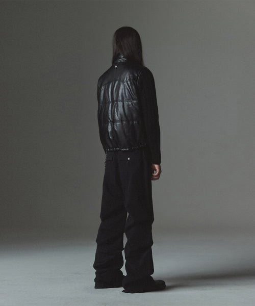 Knit Sleeve Puffer Jacket - Black