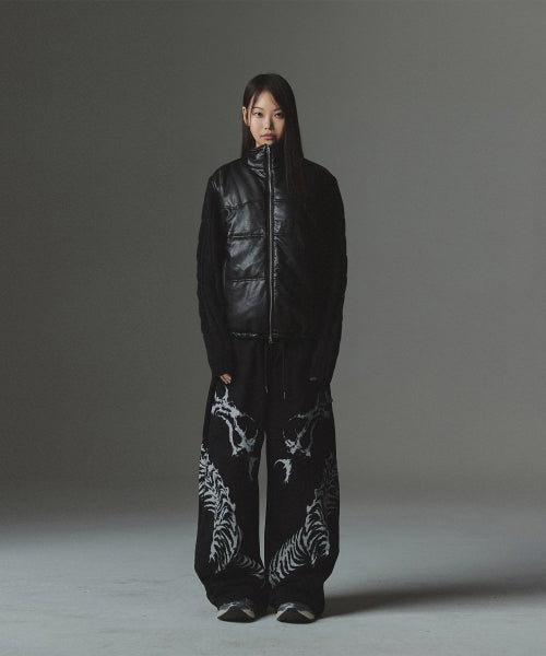 Knit Sleeve Puffer Jacket - Black
