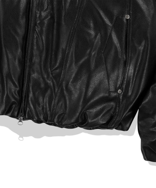 Panel Stud Puffer Jacket - Black