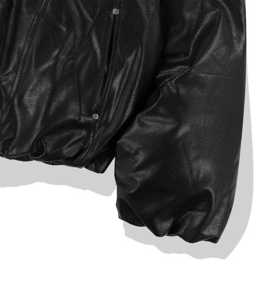 Panel Stud Puffer Jacket - Black