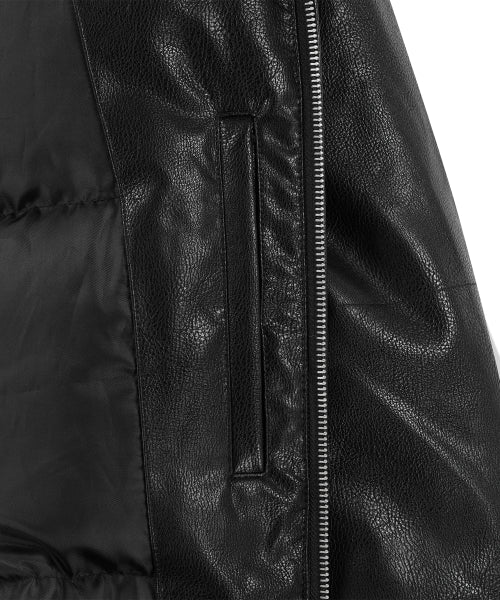 Panel Stud Puffer Jacket - Black