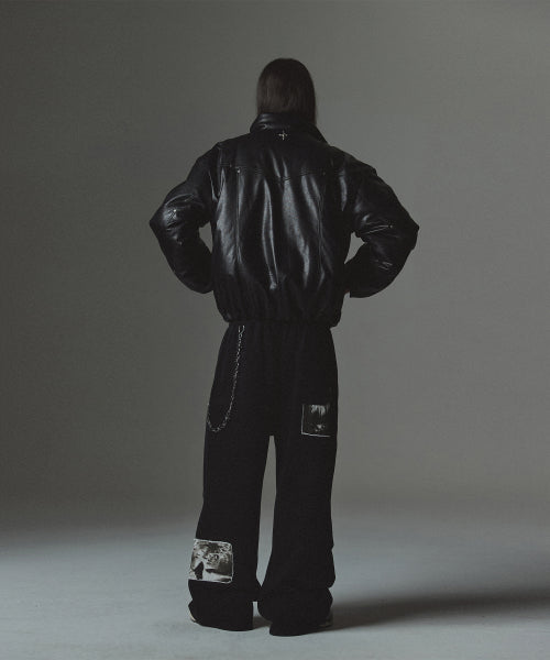 Panel Stud Puffer Jacket - Black