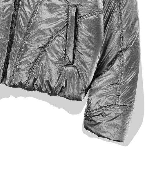Gloss Nylon Puffer Jacket - Grey
