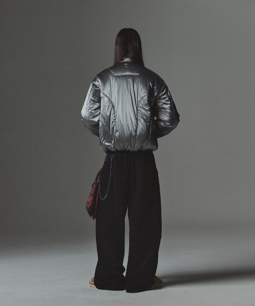 Gloss Nylon Puffer Jacket - Grey