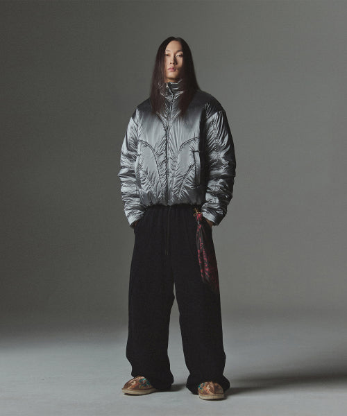 Gloss Nylon Puffer Jacket - Grey
