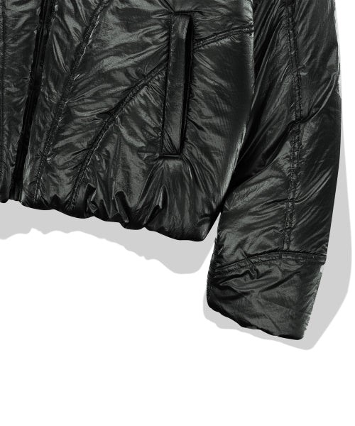Gloss Nylon Puffer Jacket - Black