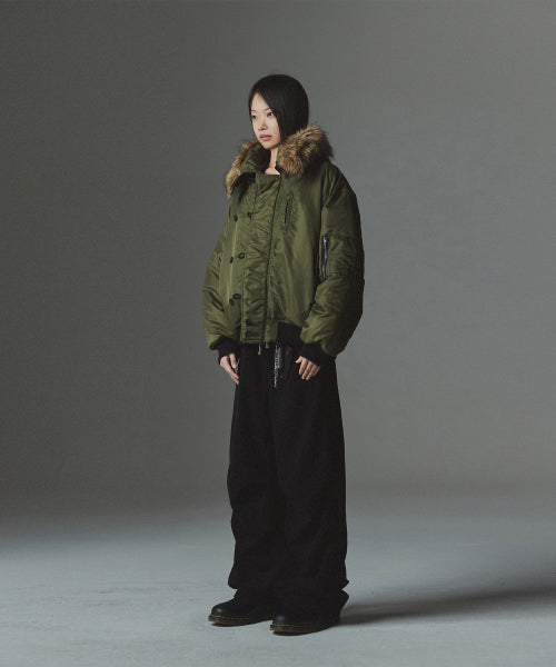 Fur Hooded N2B Bomber Jacket - Khaki