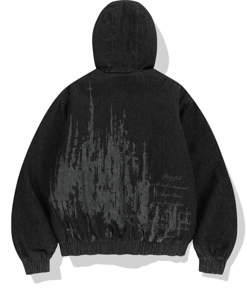 Veiled Castle Denim Hooded Work Jacket - Black