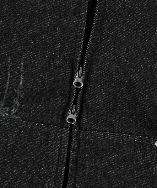 Veiled Castle Denim Hooded Work Jacket - Black