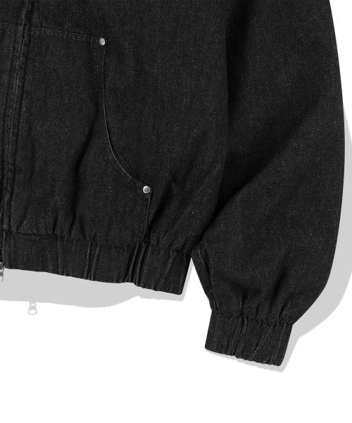 Veiled Castle Denim Hooded Work Jacket - Black