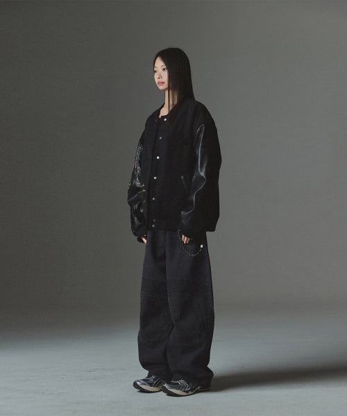 Veiled Abyss Varsity Jacket - Black