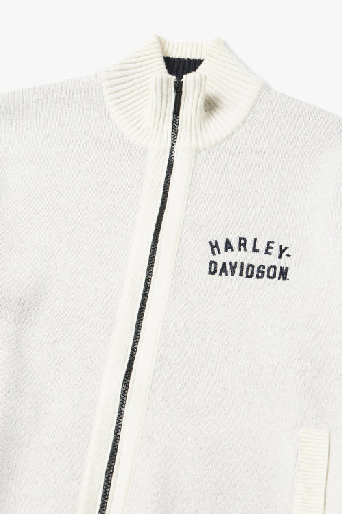 Flat Track Zip-Up Knit Cardigan_Ivory HH15312001
