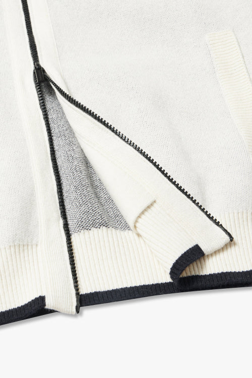Flat Track Zip-Up Knit Cardigan_Ivory HH15312001