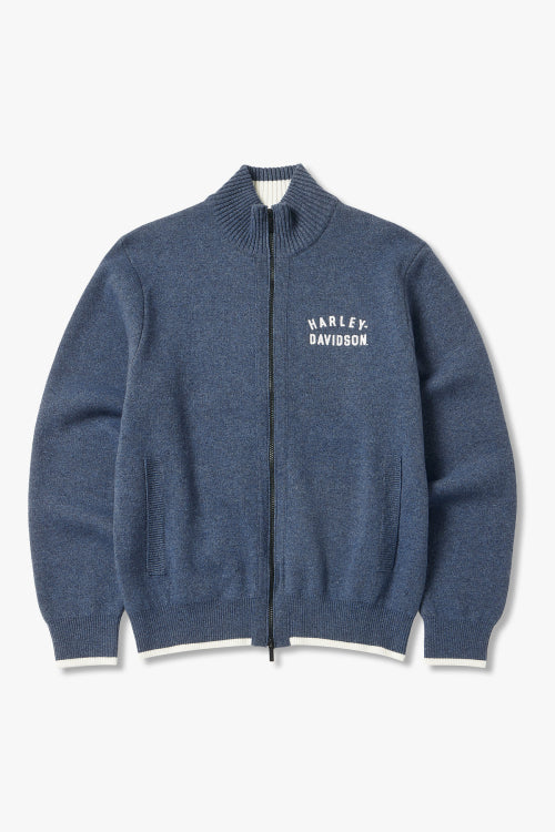 Flat Track Zip-Up Knit Cardigan_Blue HH15312001