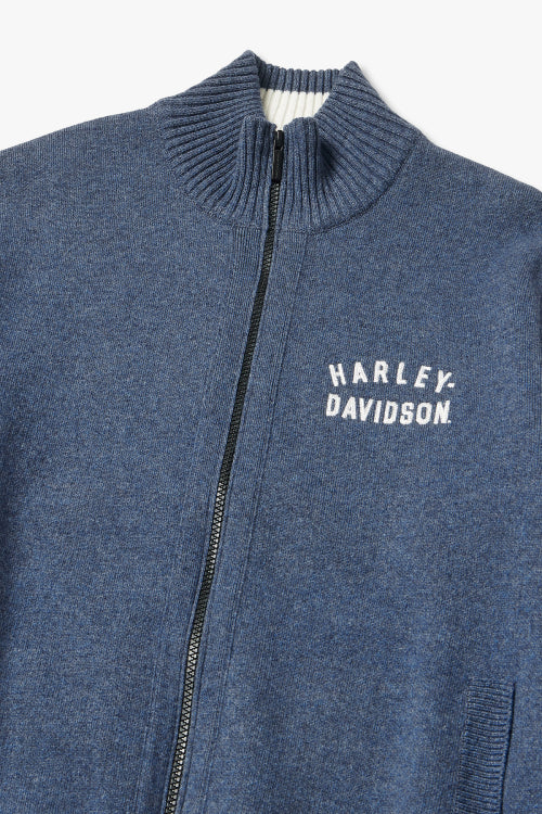 Flat Track Zip-Up Knit Cardigan_Blue HH15312001