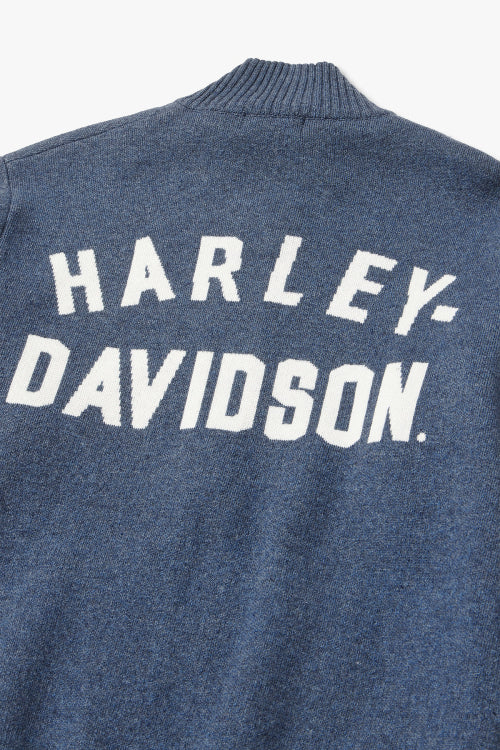 Flat Track Zip-Up Knit Cardigan_Blue HH15312001