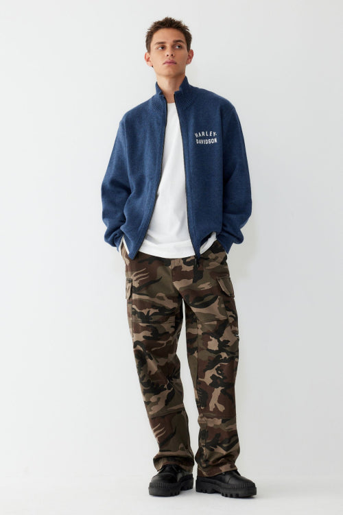 Flat Track Zip-Up Knit Cardigan_Blue HH15312001