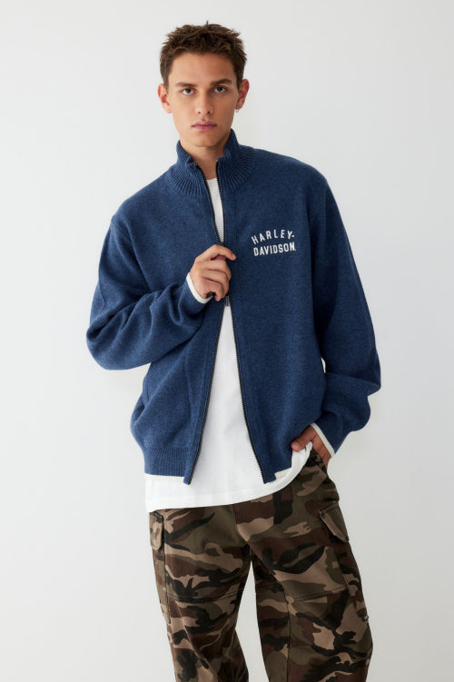 Flat Track Zip-Up Knit Cardigan_Blue HH15312001
