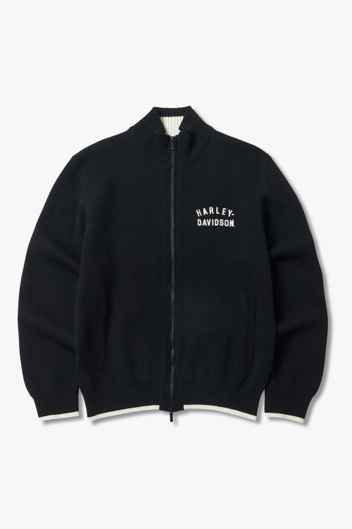 Flat Track Zip-Up Knit Cardigan_Black HH15312001