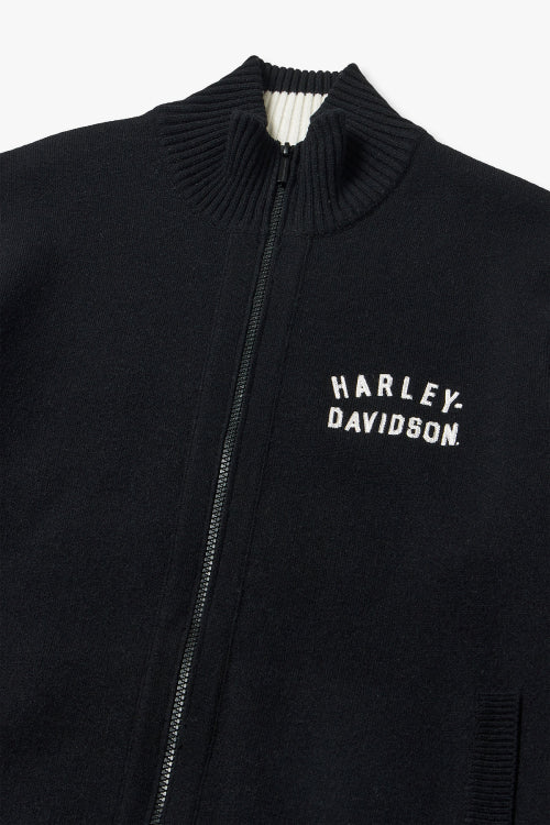 Flat Track Zip-Up Knit Cardigan_Black HH15312001