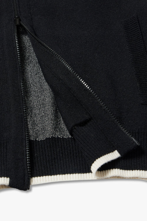 Flat Track Zip-Up Knit Cardigan_Black HH15312001