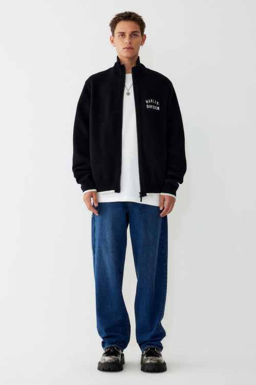 Flat Track Zip-Up Knit Cardigan_Black HH15312001