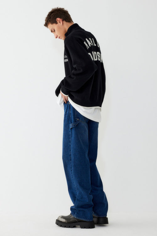 Flat Track Zip-Up Knit Cardigan_Black HH15312001