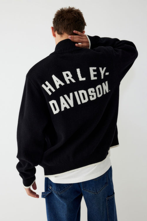 Flat Track Zip-Up Knit Cardigan_Black HH15312001