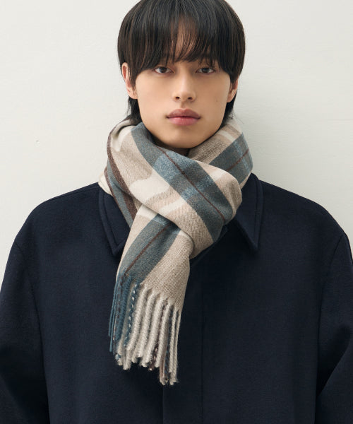 DAWN SQUARE CHECK MUFFLER [SAND BLUE]