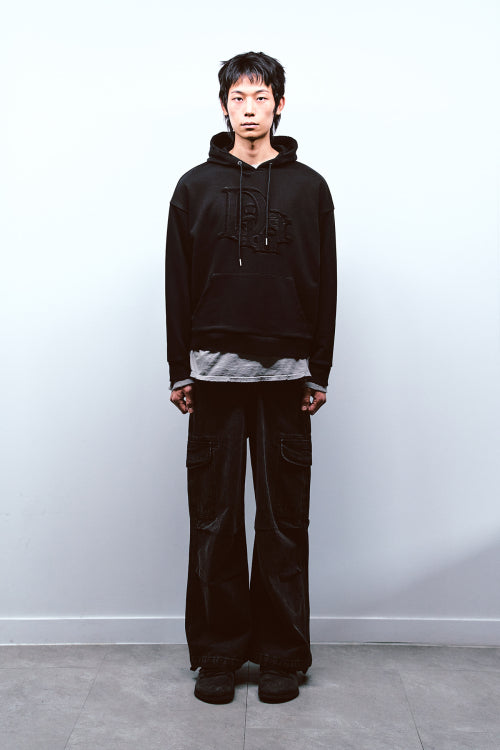 PATCH LOGO DETAIL HOODIE IN BLACK